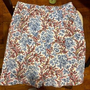 Oilily Blue and Red Floral A-Line Skirt